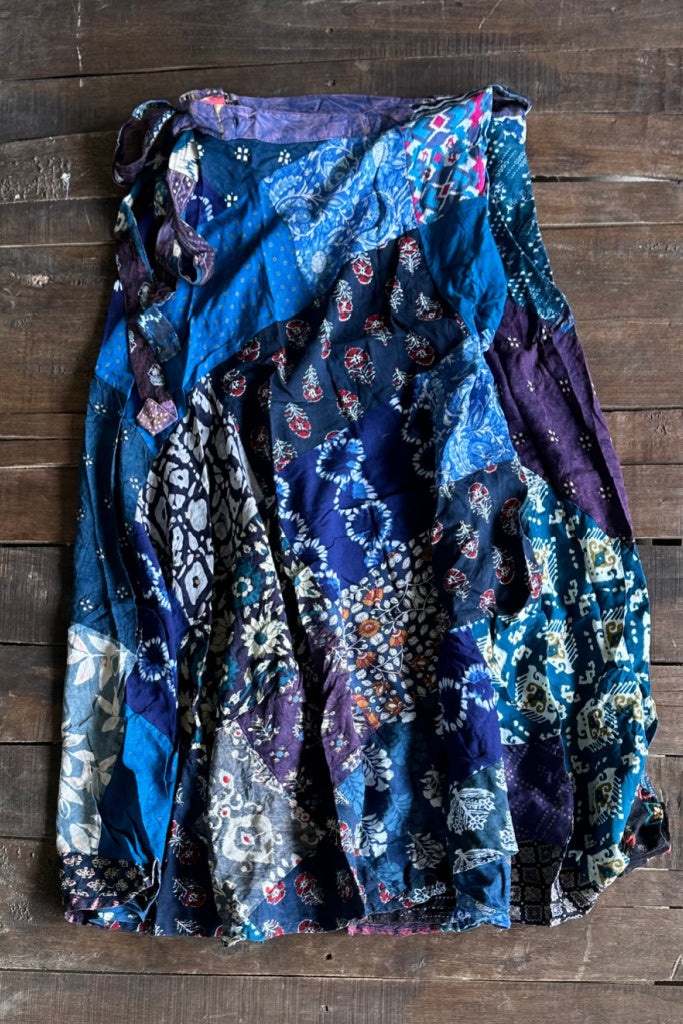 Patchwork Sunrise Wrap Skirt - Royal JG-204