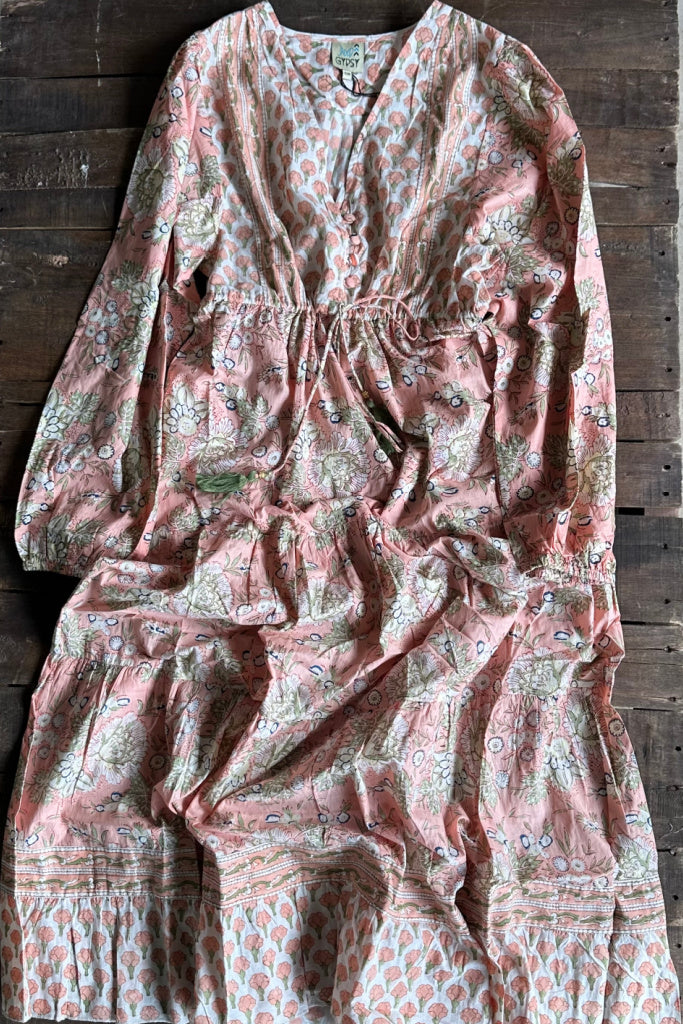 Patchwork Sunrise Maxi Dress - Peach JG-208