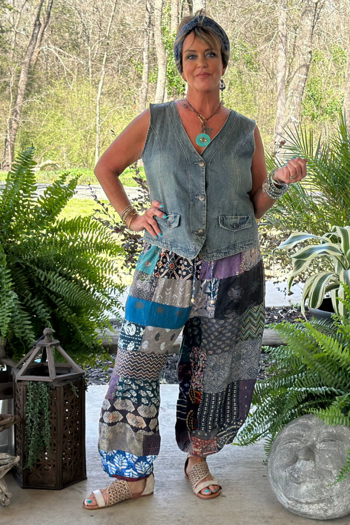 Patchwork Sunrise Pant - Royal JG 207