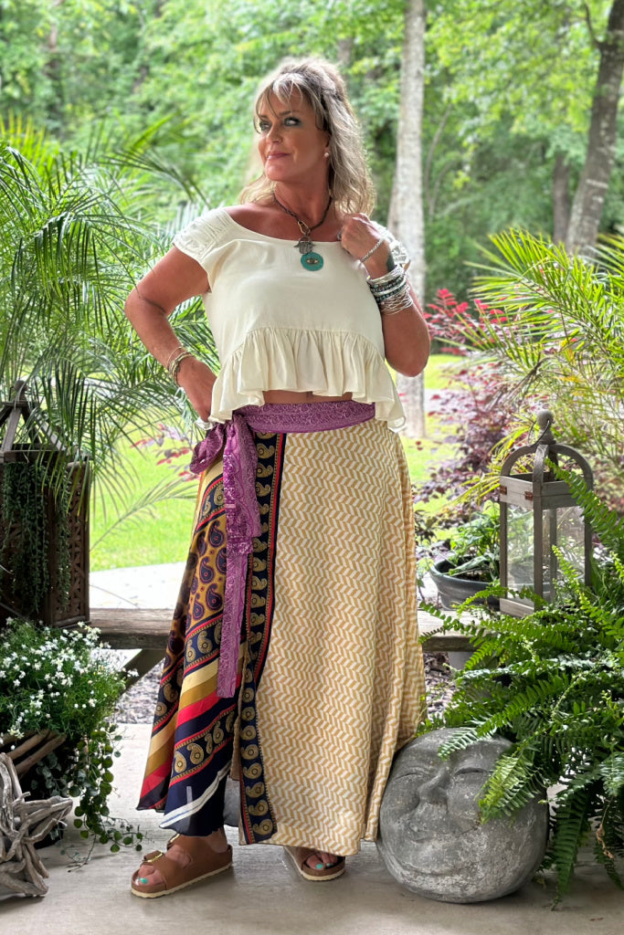 Sari Sunrise Long Wrap Skirt
