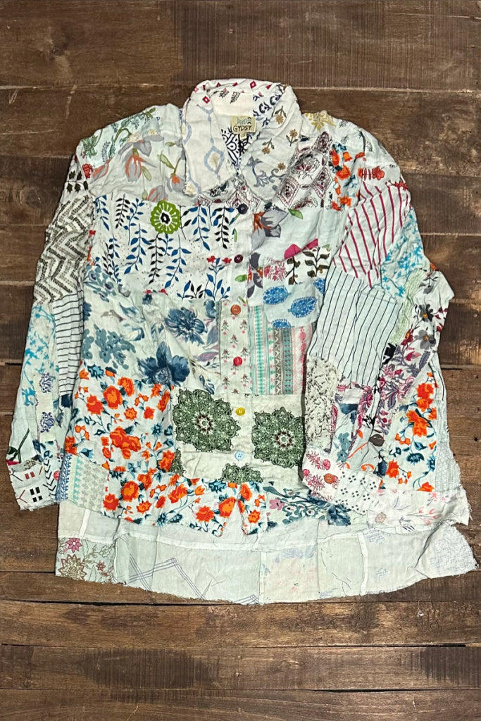 Patchwork Sunrise Top - Sky JG 203
