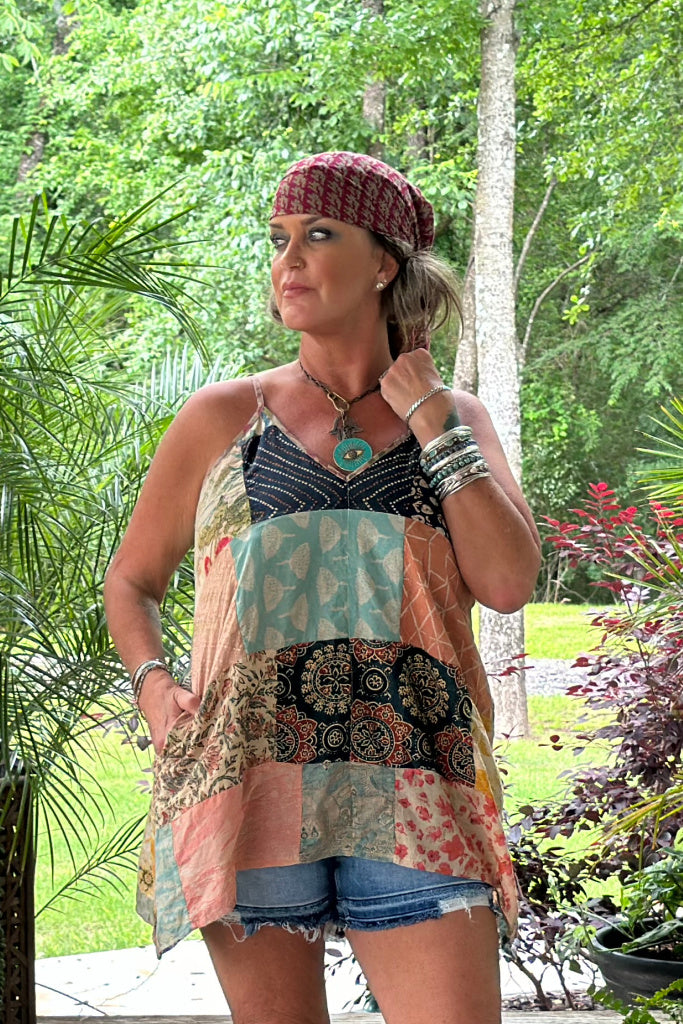 Patchwork Sunrise Tank - Multi JG-219