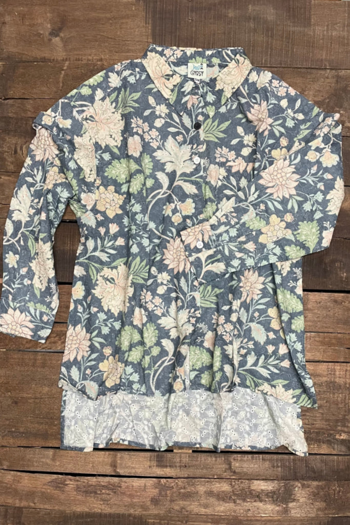 Star Gazing Top - Blue Floral