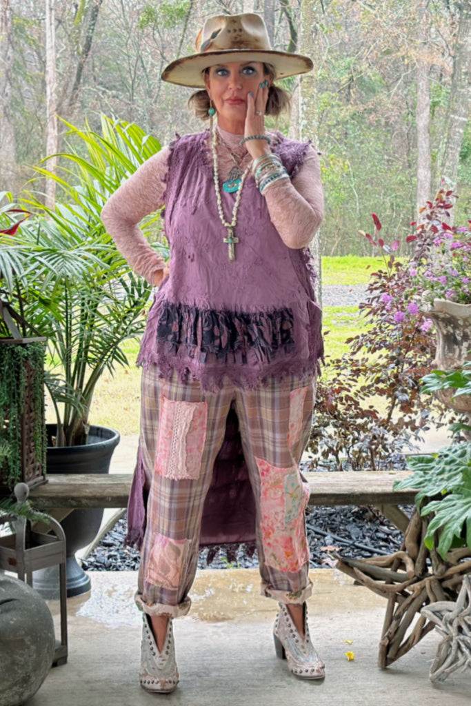 Traveling On Pants - Lavender Plaid