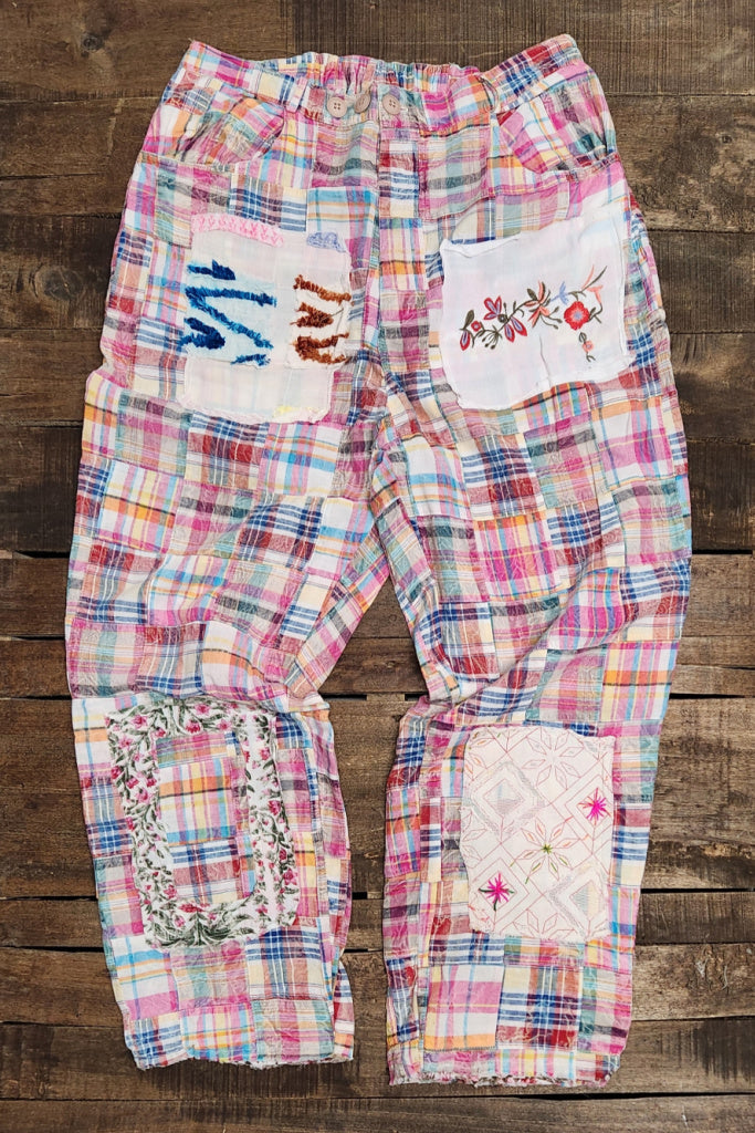 Traveling On Pants - Blue/Pink Plaid
