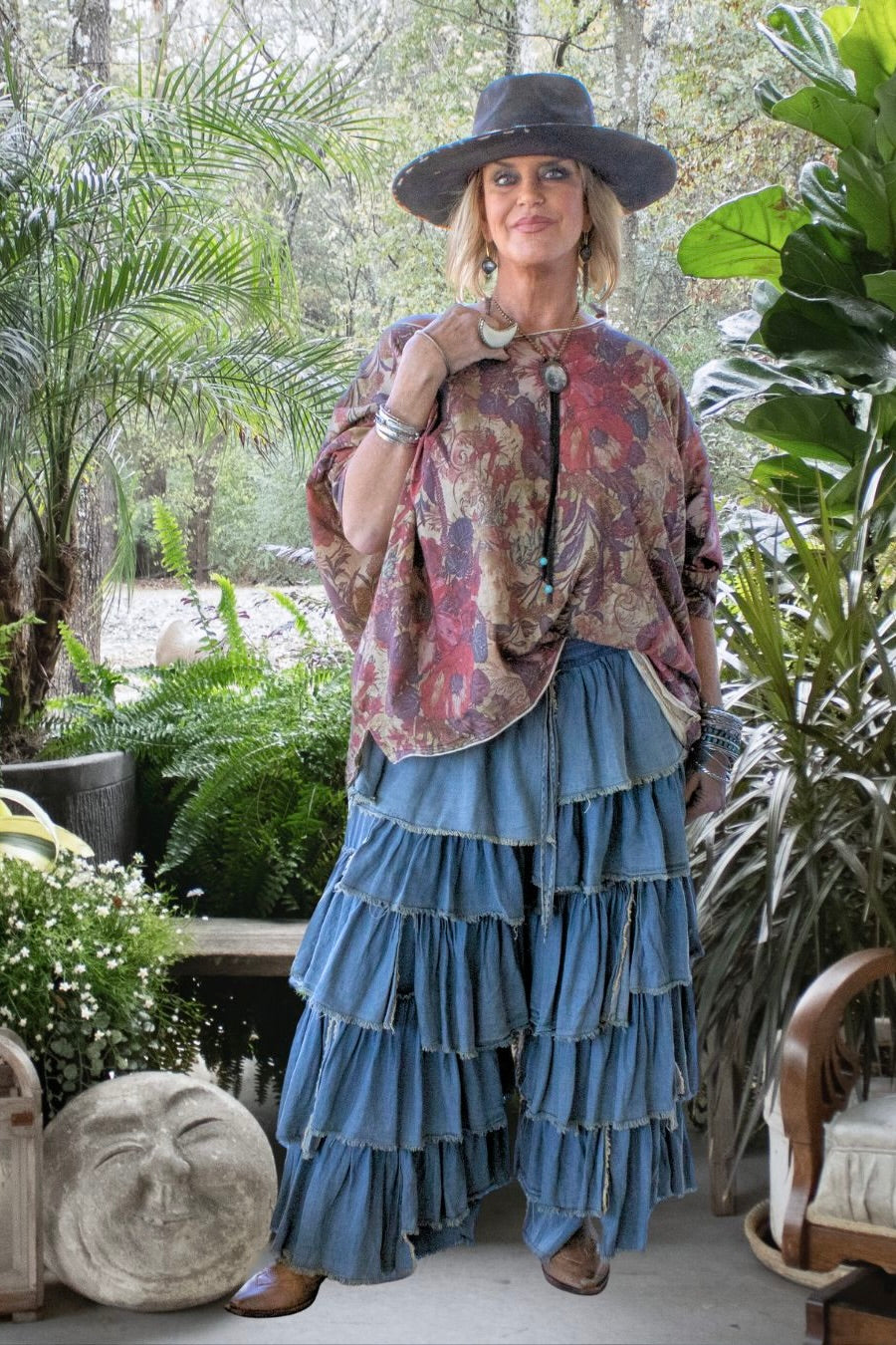 Ruffle Away Pants - Chambray