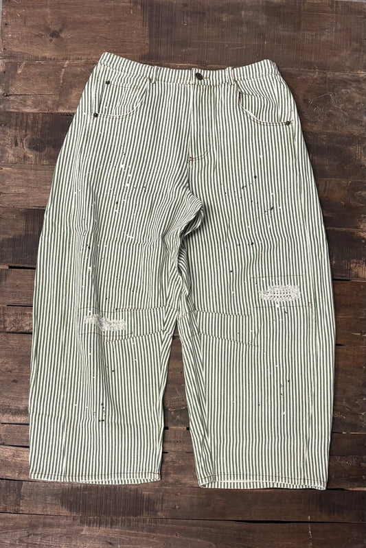 Barrel of Dreams Jeans - Olive Stripe