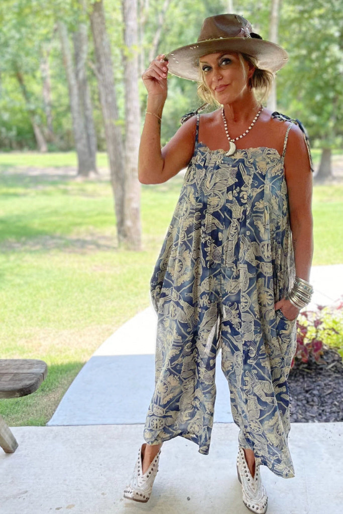 It's That Simple Romper - Sky Floral