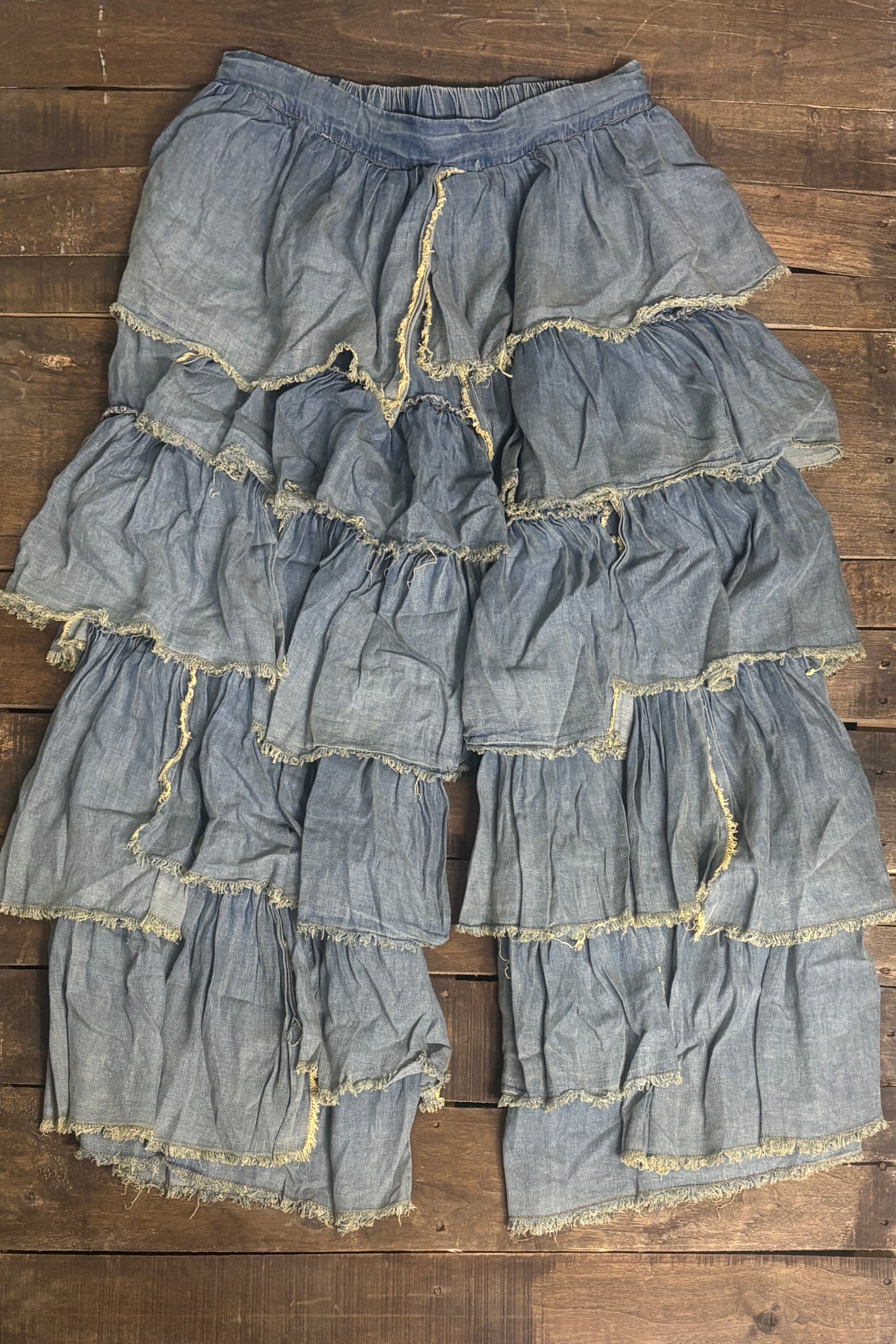 Ruffle Away Pants - Chambray
