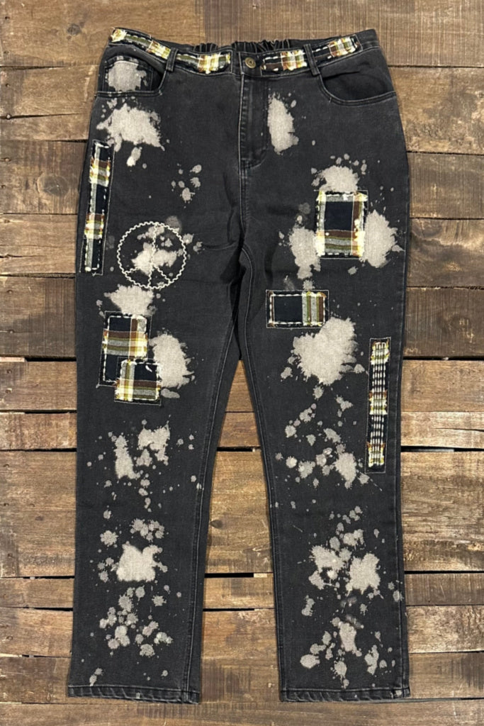 Peaceful Walks Jeans - Midnight Plaid