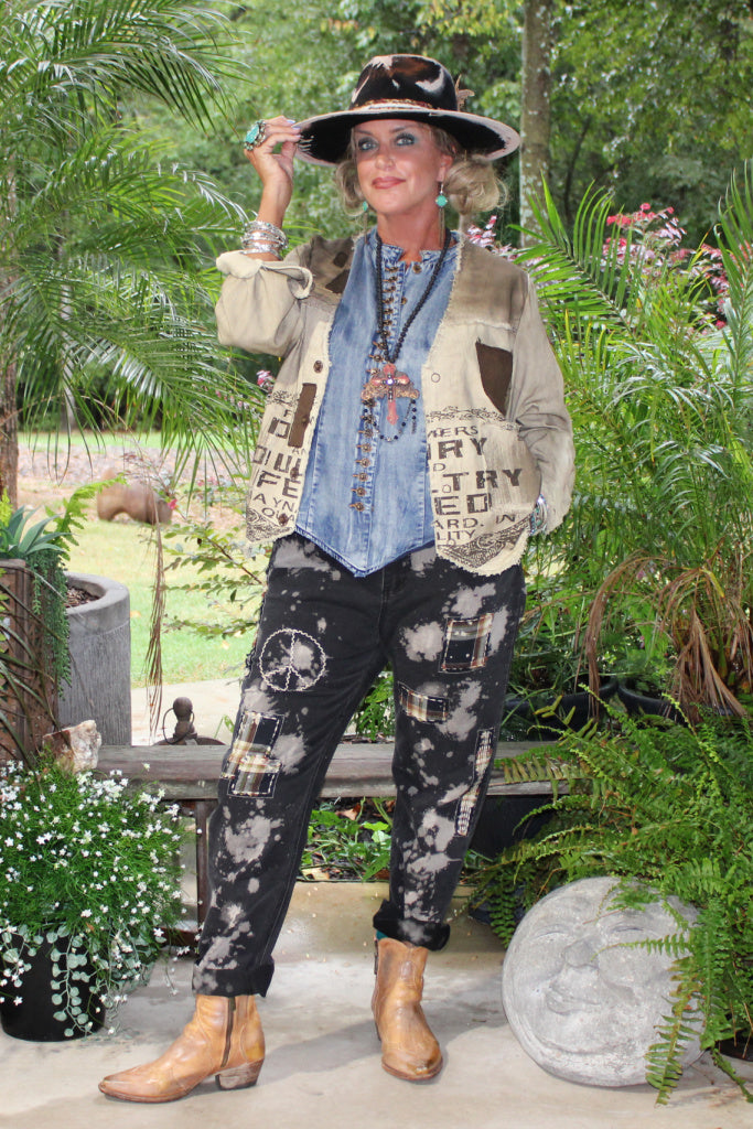 Peaceful Walks Jeans - Midnight Plaid