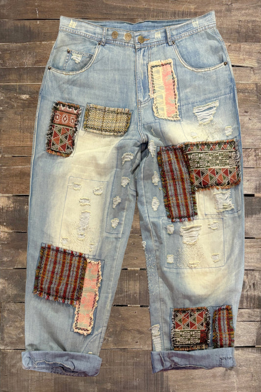Peace and Love Jeans- Patched