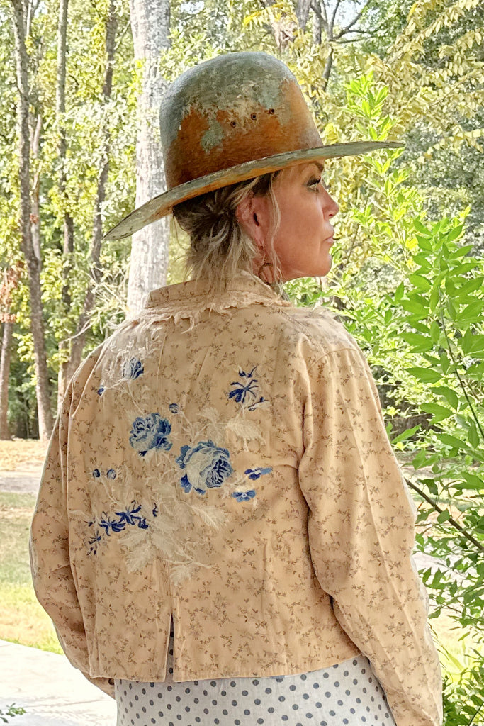 Flora Blue Jacket - Pale Yellow