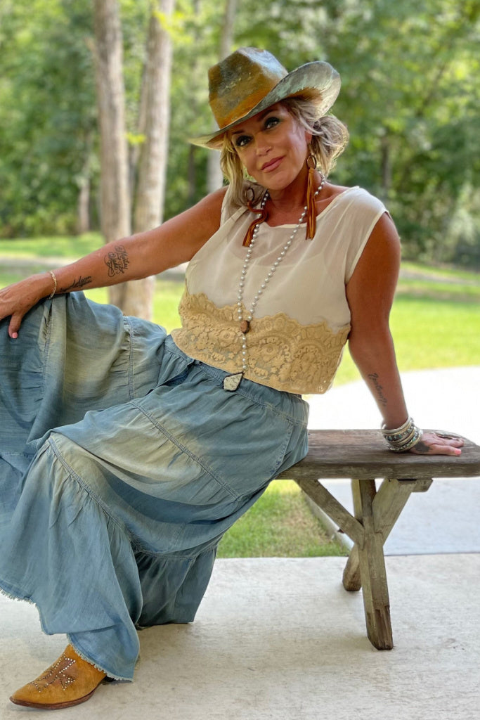 Moon Bay Overlay Tank - Tea Stain