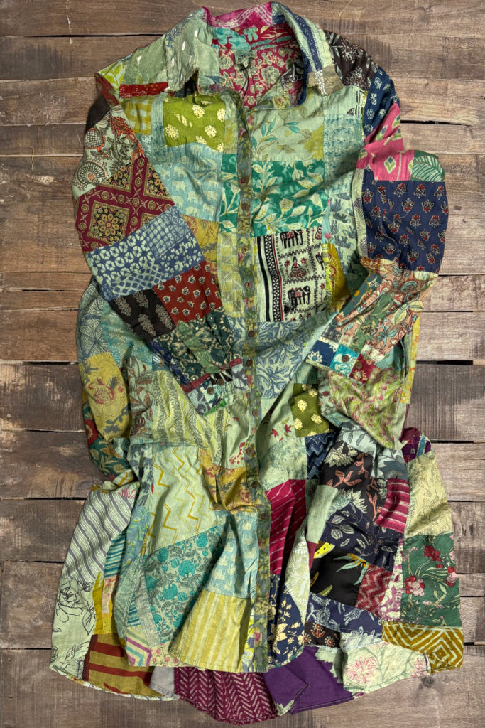 Patchwork Sunrise Duster - Teal