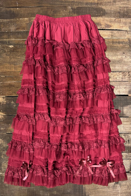 Victorian Romance Skirt - Cranberry