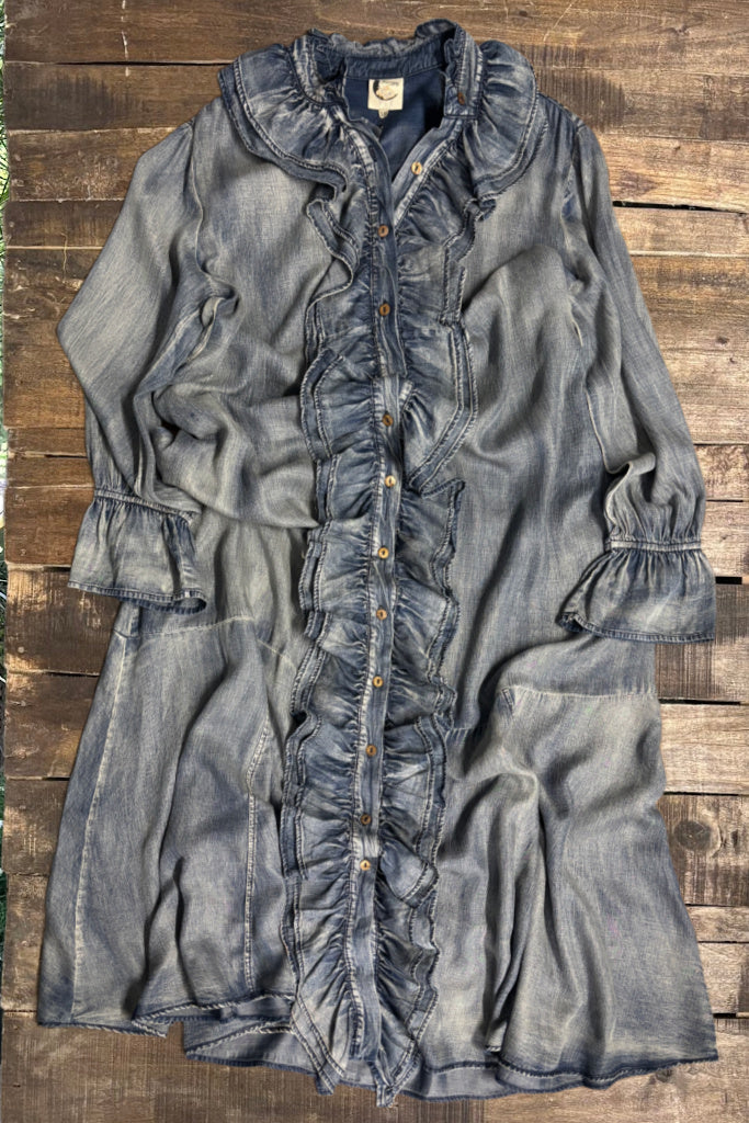 A Ruffle In Time Dress - Chambray