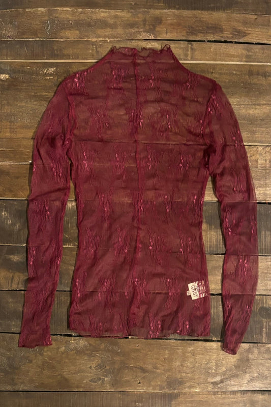 Trellis Vines Lace Top - Wine