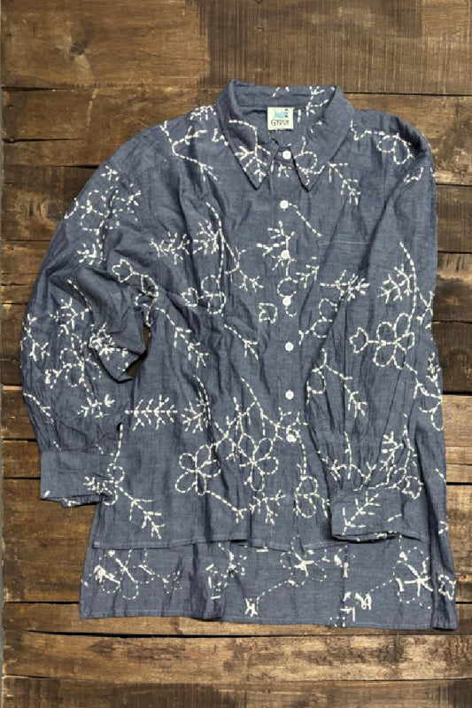 Blue Gardens Embroidered Top