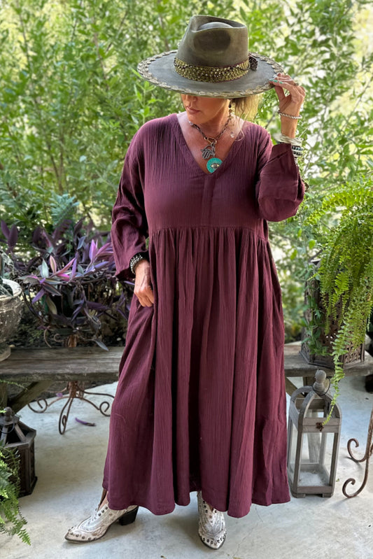 Breezy Afternoon Dress - Plum JG-159