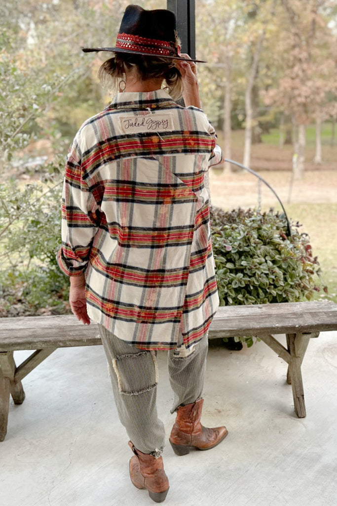 Early Morning Walks Flannel - Red/White