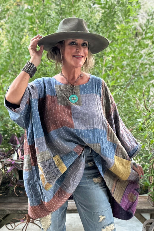 Kantha Sunrise Poncho - JG-158