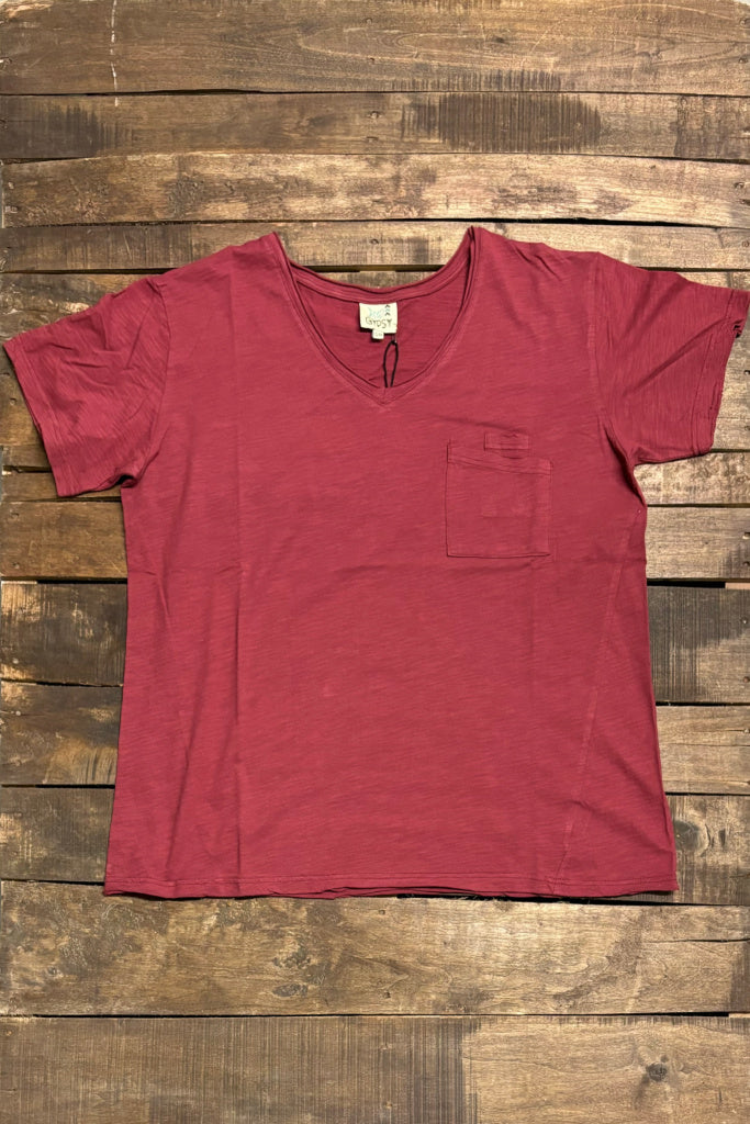 Moon Dance V-Neck Tee - Wine