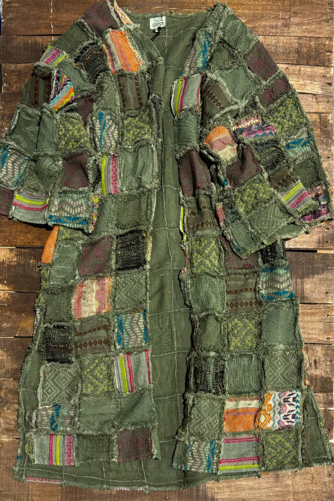 Patchwork of Many Colors Duster - Olive