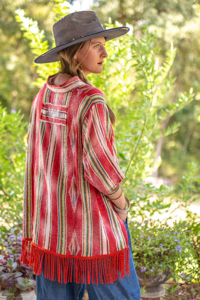 Southwest Sunset Poncho - Scarlet