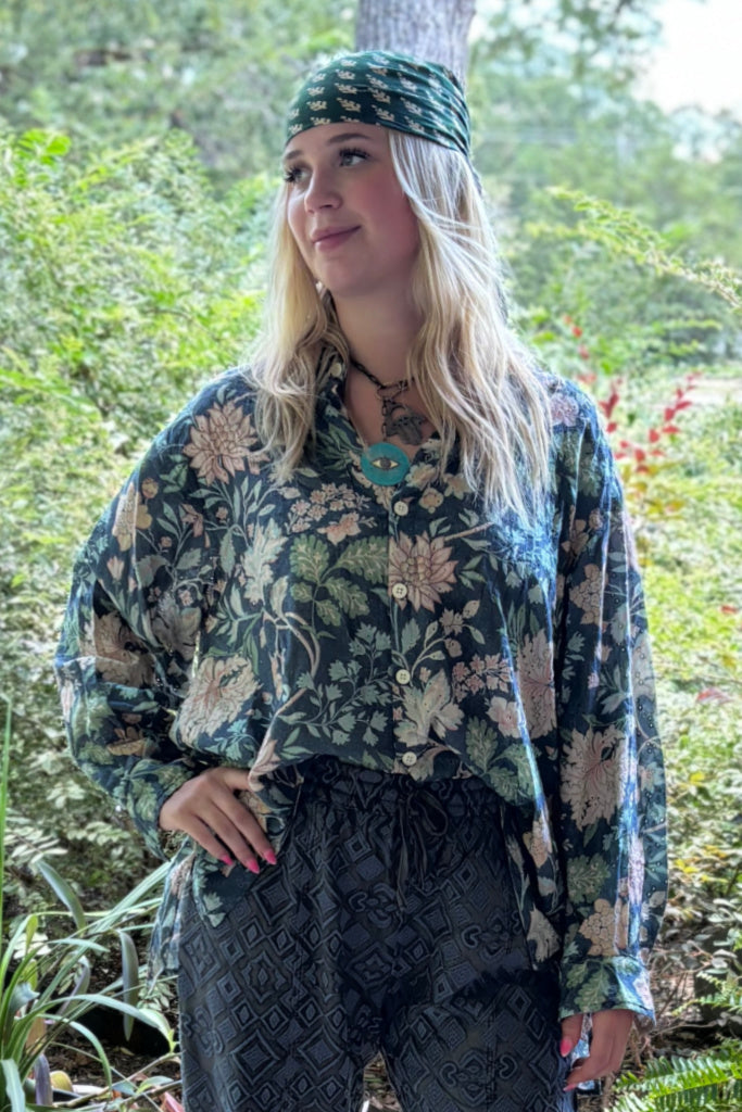 Star Gazing Top - Blue Floral