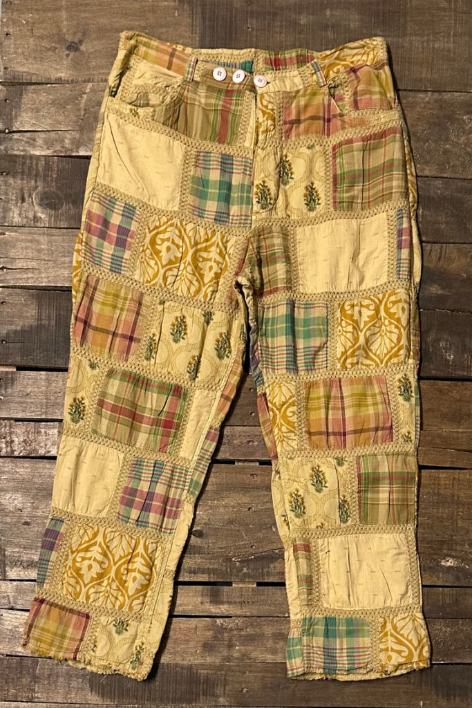 Traveling On Pants - Golden Plaid